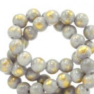 Jade Naturstein Perlen rund 4mm Light grey-gold